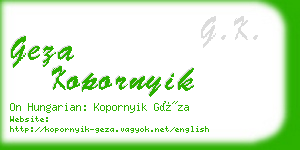 geza kopornyik business card